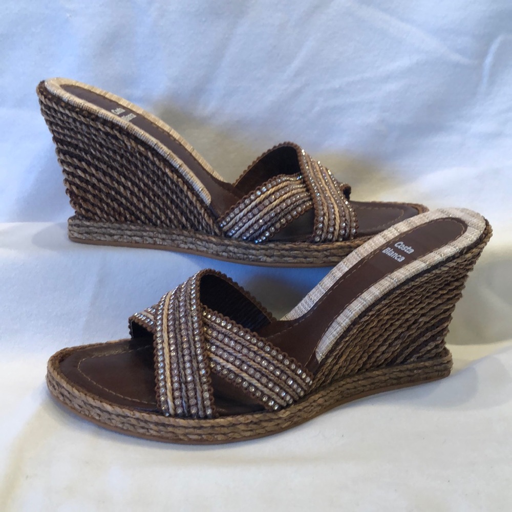 Costa Blanca wedge sandal. Size 8.5, 3.5” wedge.